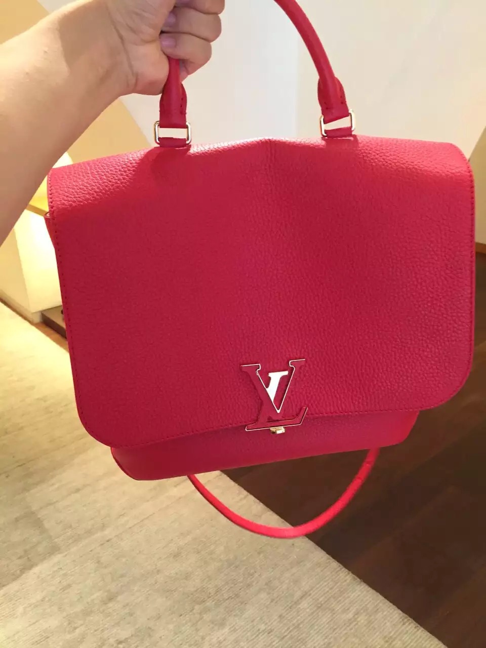 Authentic Louis Vuitton Soft Leather Volta Bag M50287 Coquelicot